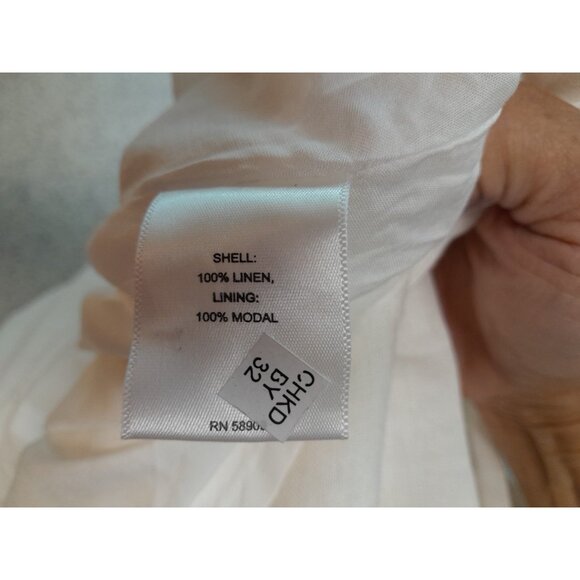 New Size XS 100% Linen Pleated Academia Preppy Coquette Mini Skater Skirt White - Picture 6 of 7